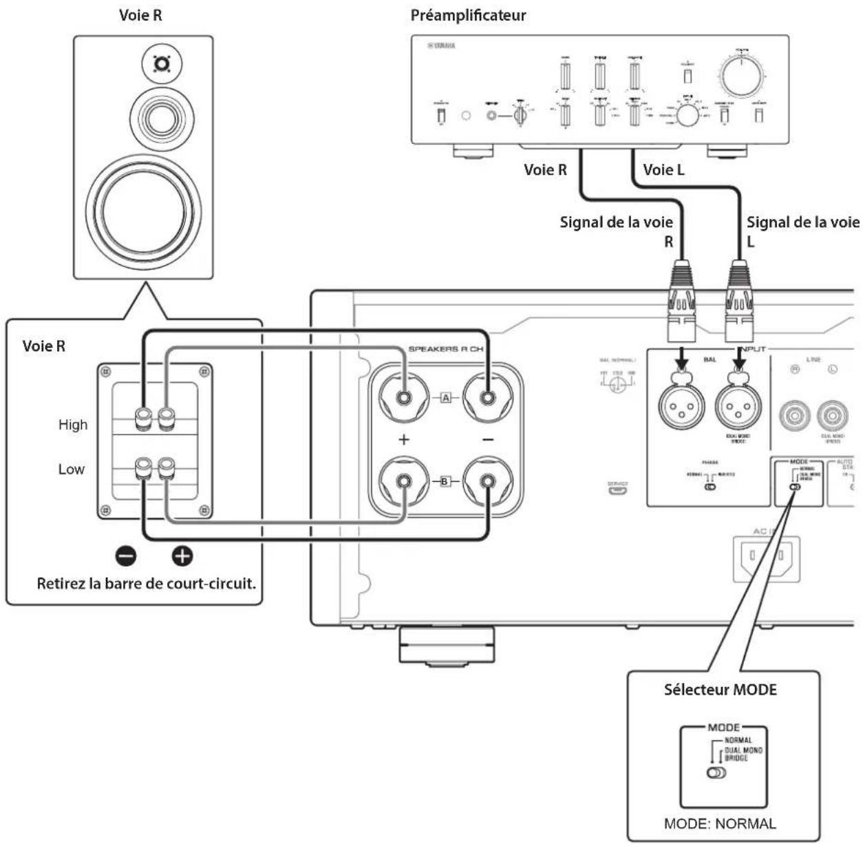 YAMAHA M5000 - Connexions bifilaires - 1