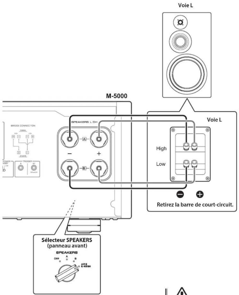 YAMAHA M5000 - Retirez les barres de court-circuit ou les pontages des enceintes. - 2