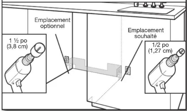 MAYTAG MDB8959SKK - Emplacement des trous à percer - nouvelle construction - 1