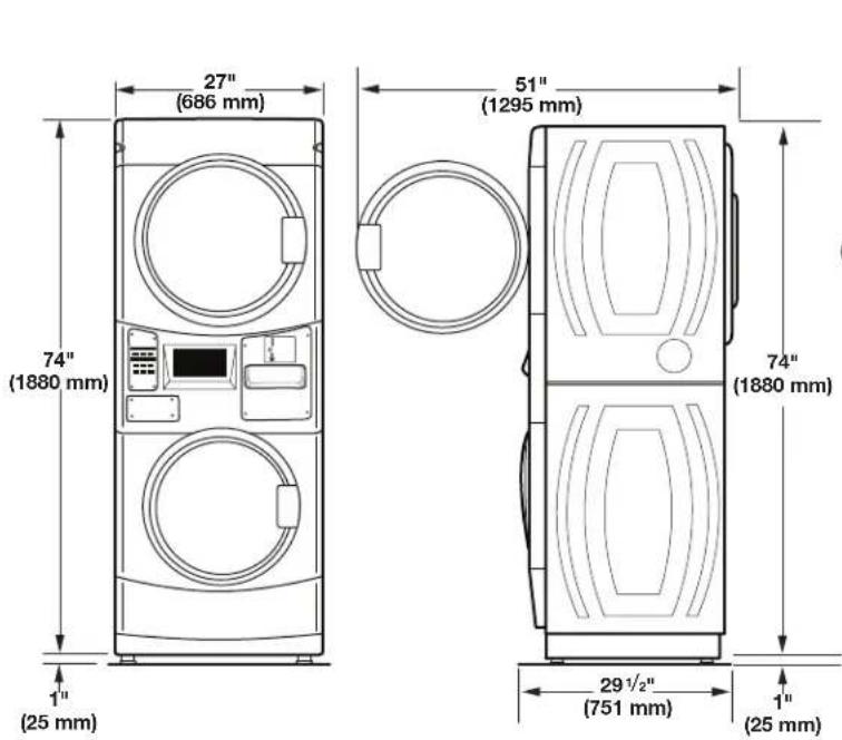 MAYTAG MLE22PDAYW - Dimensions - 1