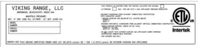 VIKING VSOE527 - WARNING - 1