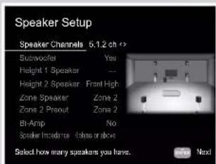 ONKYO TXRZ840 - Réglages "Speaker Setup" durant la Initial Setup (→p181) - 1