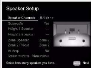ONKYO TXRZ840 - Réglages "Speaker Setup" durant la Initial Setup (→p181) - 1