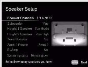 ONKYO TXRZ840 - Réglages "Speaker Setup" durant la Initial Setup (→p181) - 1