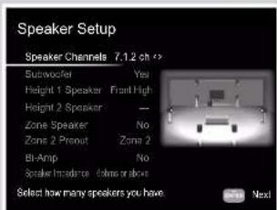 ONKYO TXRZ840 - Réglages "Speaker Setup" durant la Initial Setup (→p181) - 1