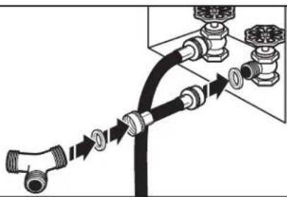 WHIRLPOOL WGD5100HC - Sujete la manguera corta y el conector en "Y". - 1