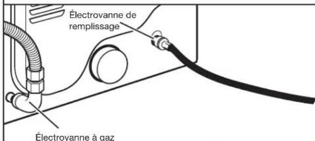 WHIRLPOOL WED8120HW - Fixer le long tuyau à l'électrovanne de remplissage de la sècheuse et serrer les raccords - 1