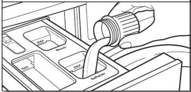 WHIRLPOOL WFW6620HW - Verser de l'assouplissant de tissu liquide dans le distributeur pour charge unique, si désiré - 1