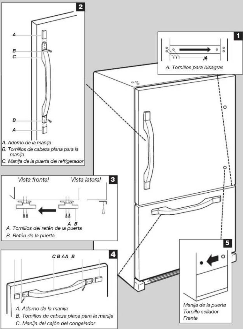 WHIRLPOOL WRFA32SMHZ - Cambio del sentido de abertura de las puertas (optional) - 1