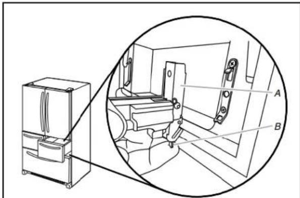 WHIRLPOOL WRF532SMHW - Style 1 : Levier de dégagement inférieur - 1