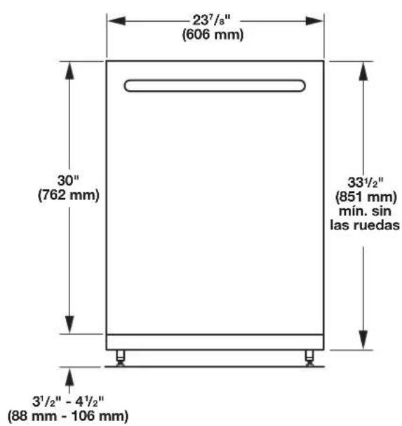 WHIRLPOOL WDT750SAHB - Medidas del producto y de la abertura del gabinete - 1