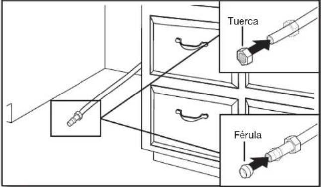 WHIRLPOOL WDTA50SAHV - Deslice la tuerca y la ferula sobre la tuberia (solo para tuberia de cobre) - 1