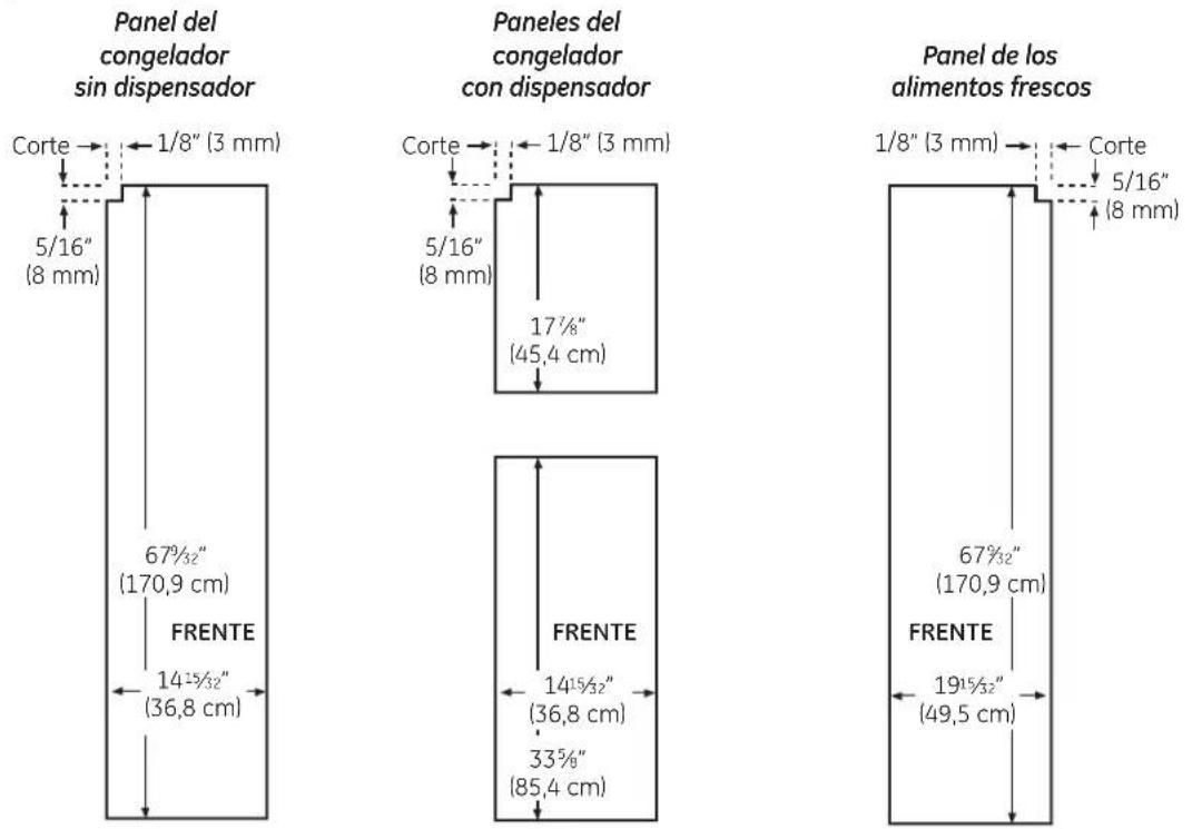 GE Profile PSS28KSHSS - 23' Dimensiones de los paneles precortados - 1
