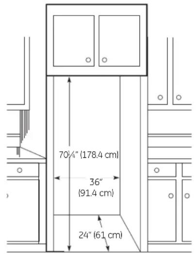 70¼" (178.4 cm) 36" (91.4 cm) 24" (61 cm)