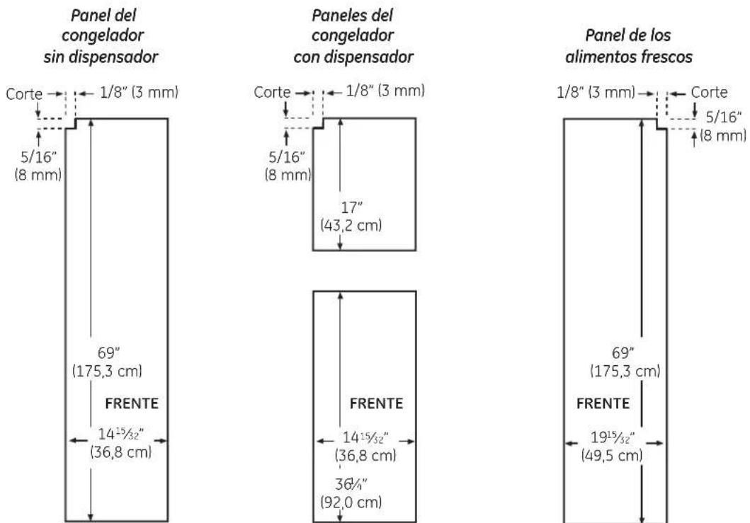 GE Profile PSS28KSHSS - 25' Dimensiones CustomStyle™ de los paneles precortados - 1
