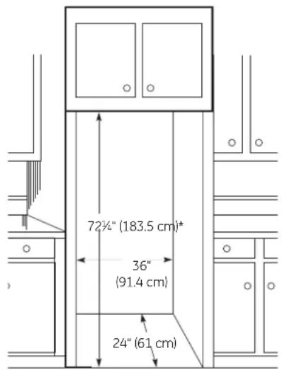 72¼" (183.5 cm)* 36" (91.4 cm) 24" (61 cm)