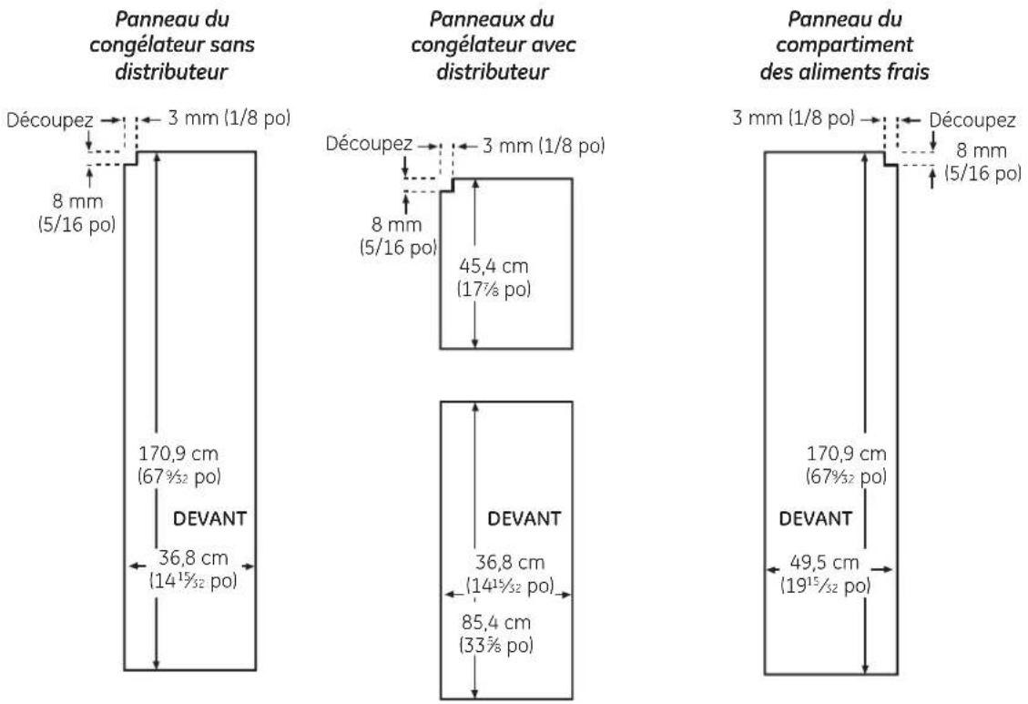 GE Profile PSS28KSHSS - 23' Dimensions pour les panneaux de bois sur mesure - 1