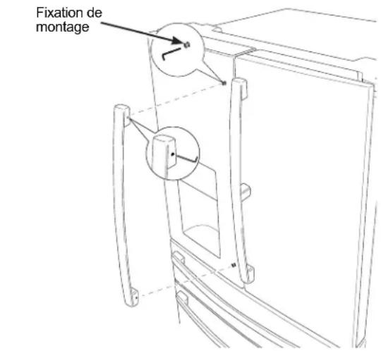 GE Profile PVD28BYNFS - RETRAIT DES POIGNÉES DES PORTES RÉFRIGÉRATEUR ET CONGÉLATEUR (si nécessaire) - 1