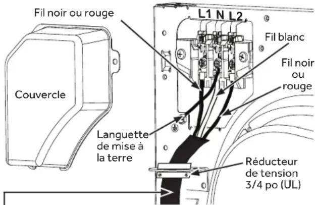 HAIER QFD15ESSNWW - RACCORDEMENT DE LA SÉCHEUSE À L'AIDE D'UN CÂBLE À 3 FILS - 1