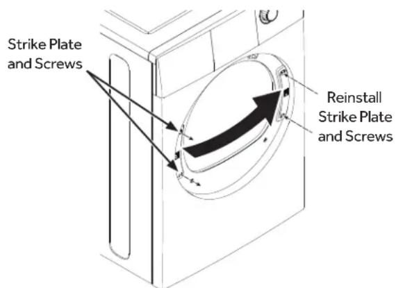 HAIER QFD15ESSNWW - REMOVE, ROTATE AND REPLACE THE STRIKE PLATE - 1
