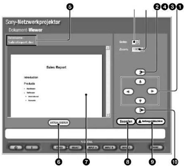 SONY VPLFE110U - Das Fenster, das angezeigt wird, während der Dokument-Viewer lauft - 1