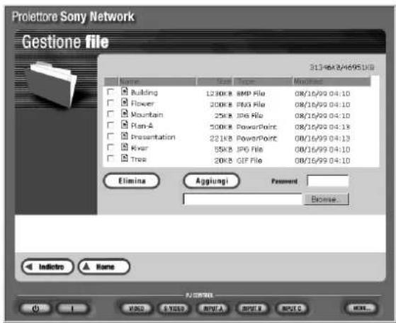 SONY VPLFE110U - Aggiunta di file alla memoria del proiettre utilizzando la funzione Gestione file - 1