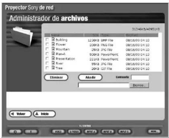 SONY VPLFE110U - Adiccion de archivos al projector mediante el Administrador de archivos - 1