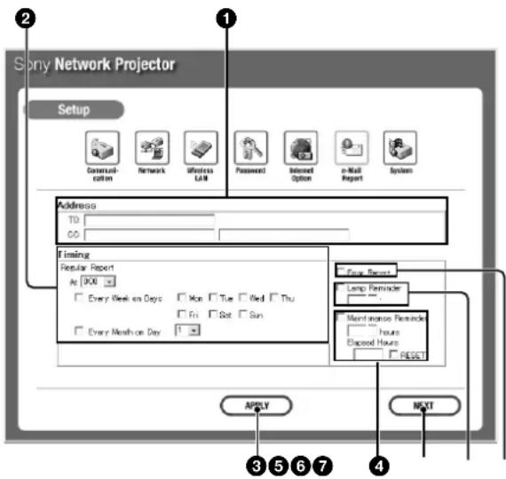 SONY VPLFE110U - Setting for e-Mail Report function - 1