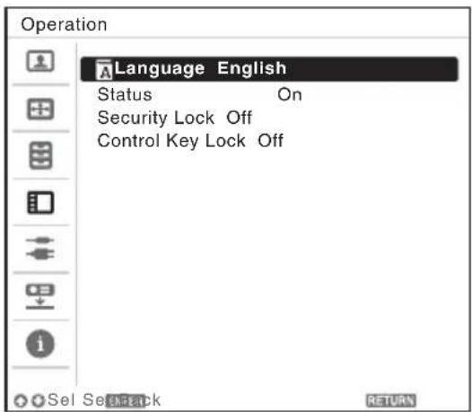 SONY VPLDW126 - Sélection de la langue de menu - 2