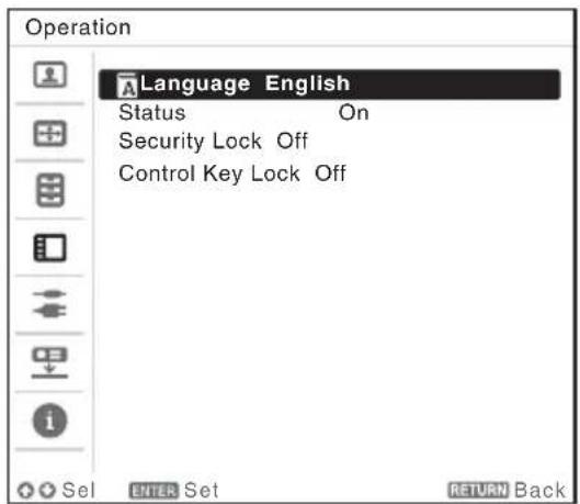 SONY VPLSX236 - Selecting the Menu Language - 2