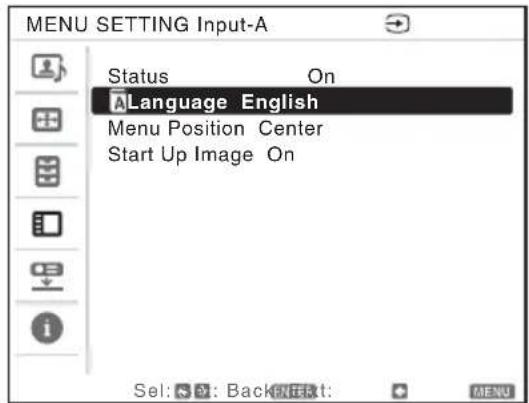 SONY VPLCW276 - Sélection de la langue de menu - 2