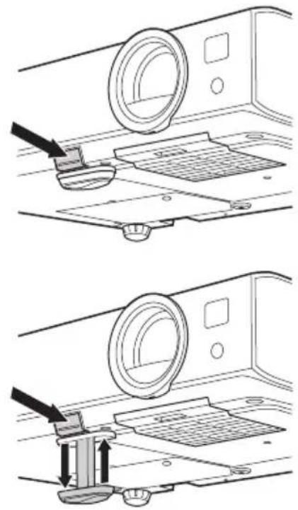 SONY VPLDX120 - Einstellen der Neigung des Projektors über die Fußbeinstelltaste/hinteren Fuß (einstellbar) - 1