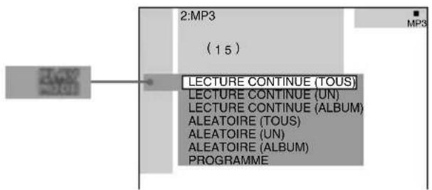 SONY AVDC70ES - Appuyez sur ↑/↓ pour sélectionner (MODE DE LECTURE), puis appuyez sur ENTER ou sur →. - 1