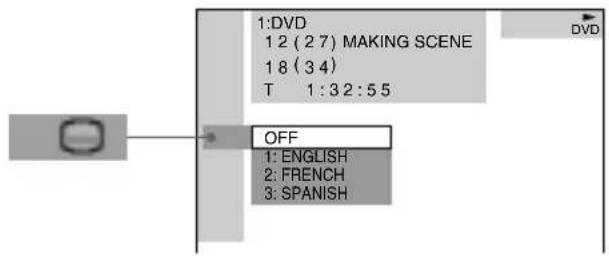 SONY AVDC70ES - Press / to select (SUBTITLE), then press ENTER. - 1