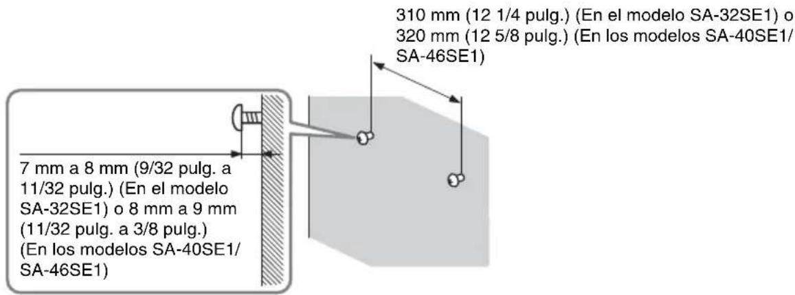 SONY SA32SE1 - Fije los tornillos a la pared. Los tornillos deben sobresalir de la pared. Consulte la ilustracion que aparecen a continuacion. - 1