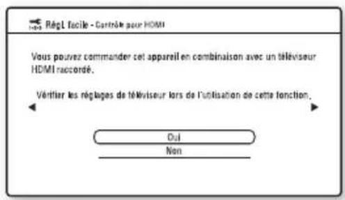 SONY BDPCX960 - (Uniquement lors du raccordement au téléviseur à l'aide d'un cable HDMI) Reglez la fonction « Contrôle pour HDMI » sur « Oui » ou « Non », puis appuyez sur - 1