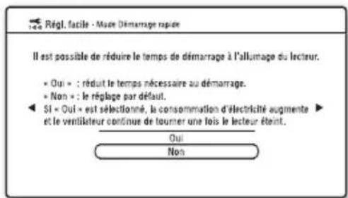 SONY BDPCX960 - Réglez le « Mode Démarrage rapide » sur « Oui » ou « Non », puis appuyez sur  . - 1