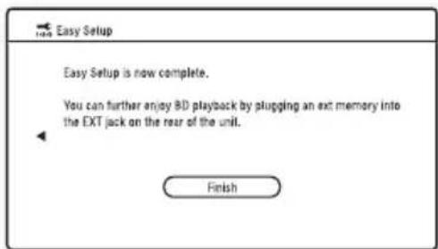 SONY BDPCX960 - Select "Finish," and press - 1