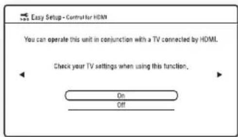 SONY BDPCX960 - (Only when connecting your TV using an HDMI cable) Set the "Control for HDMI" function to "On" or "Off," and press - 1