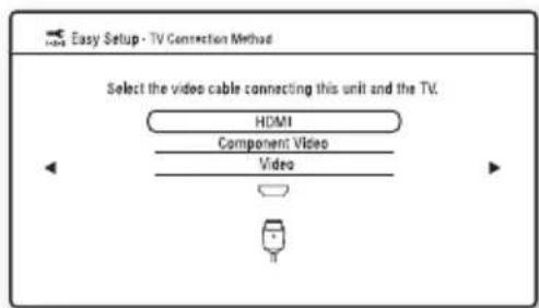 SONY BDPCX960 - Select the cable type used to connect the player to your TV, and press - 1