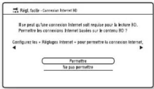 SONY BDPCX960 - Sélectionnez « Permettre » pour permettre la connexion Internet depuis le contenu BD, puis appuyez sur - 1