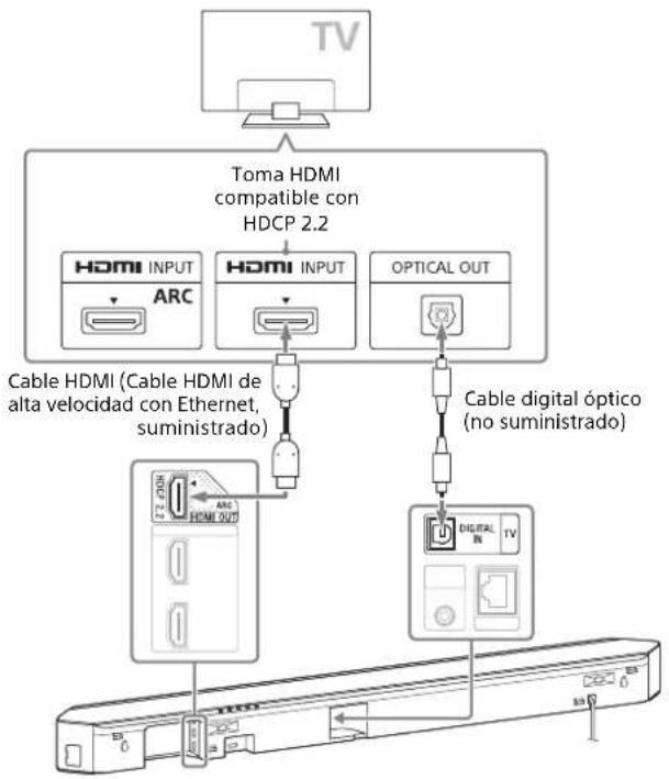 SONY HTST9 - Cuando la toma HDMI del televisor está etiquetada con ARC y no es compatible con HDCP 2.2 - 1