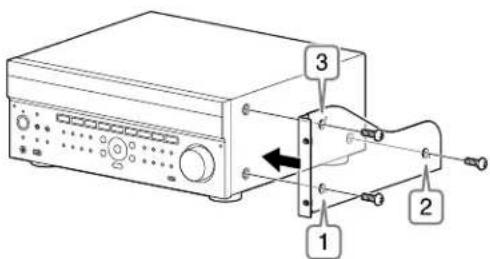 SONY STRZA2000ES - Montez le support du cote croit de l'ampli-tuner dans l'ordre des numeros d'etape imprimés sur le support à l'aide des vis retirees à l'etape 2. - 1