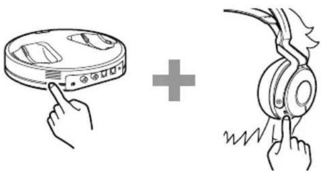 SONY MDRRF5000K - Appuyez sur la touche TUNE/ID SET et maintenez-la enfoncée sur le transmetteur et sur le casque simultanément pendant plus de 3 secondes. - 1