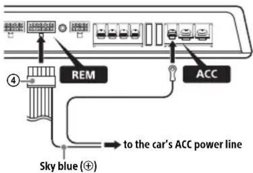 REM ACC Sky blue (⊕) to the car's ACC power line