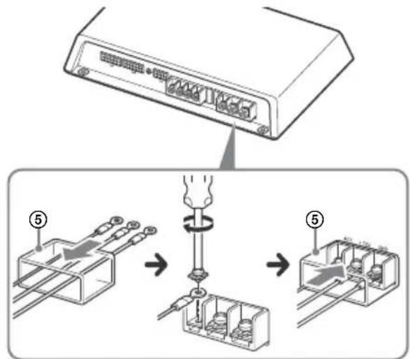 Diagram showing the installation of a network switch device with labeled components and steps