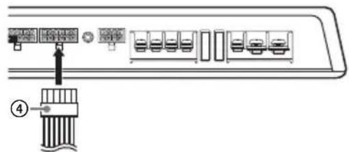 Diagram showing connector pin layout with labeled ports and a numbered connection point