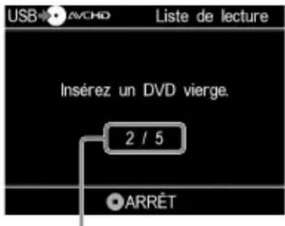 USB AVCHD Liste de lecture Insérez un DVD vierge. 2 / 5 ARRÊT