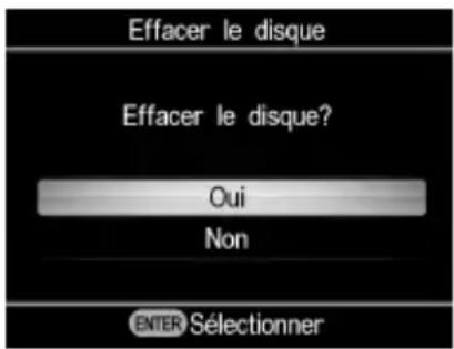 Effacer le disque Effacer le disque? Oui Non ENTER Sélectionner