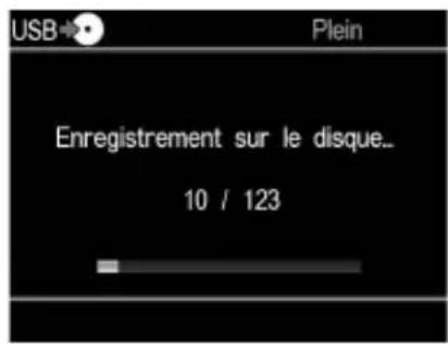 USB→ Plein Enregistrement sur le disque... 10 / 123